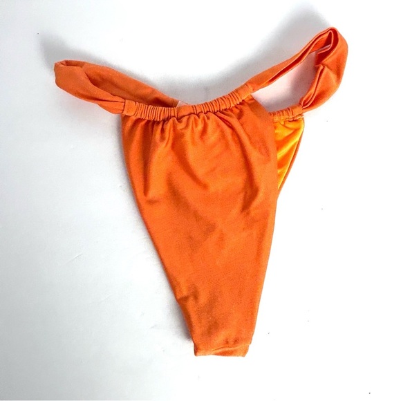 Bikini Set Swimsuit Orange  Underwire Top High waisted Bottom Tie Back Size S - Picture 6 of 10